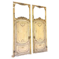 Pair of Monumental French Boiserie Doors in Carved Wood, circa 1880