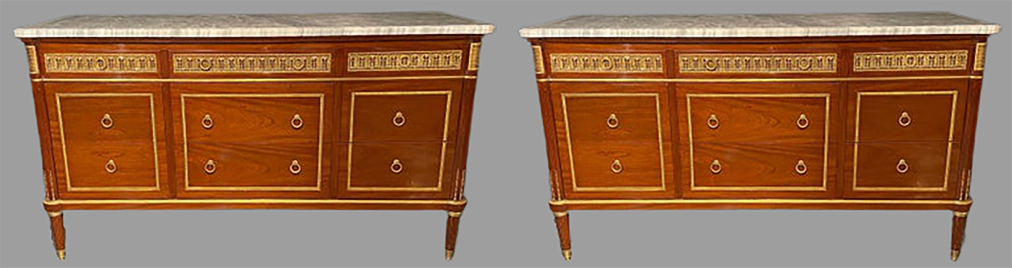 Louis XVI Pair of Monumental French Commodes in the Manner of Maison Jansen For Sale