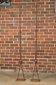 Pair of Monumental French Iron Lightning Rod on Base Sculptures, 19th Century