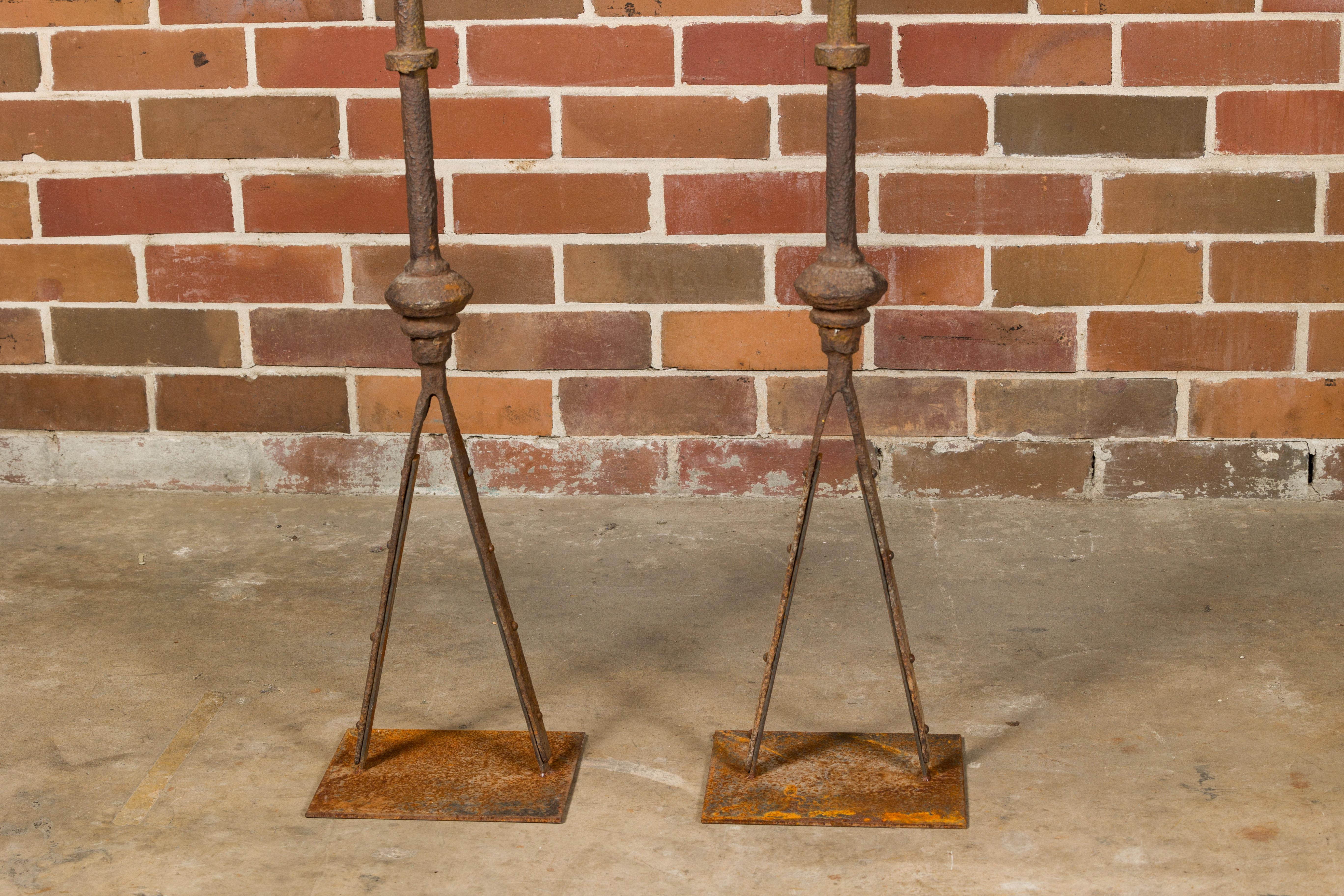 Pair of Monumental French Iron Lightning Rod on Base Sculptures, 19th Century For Sale 3