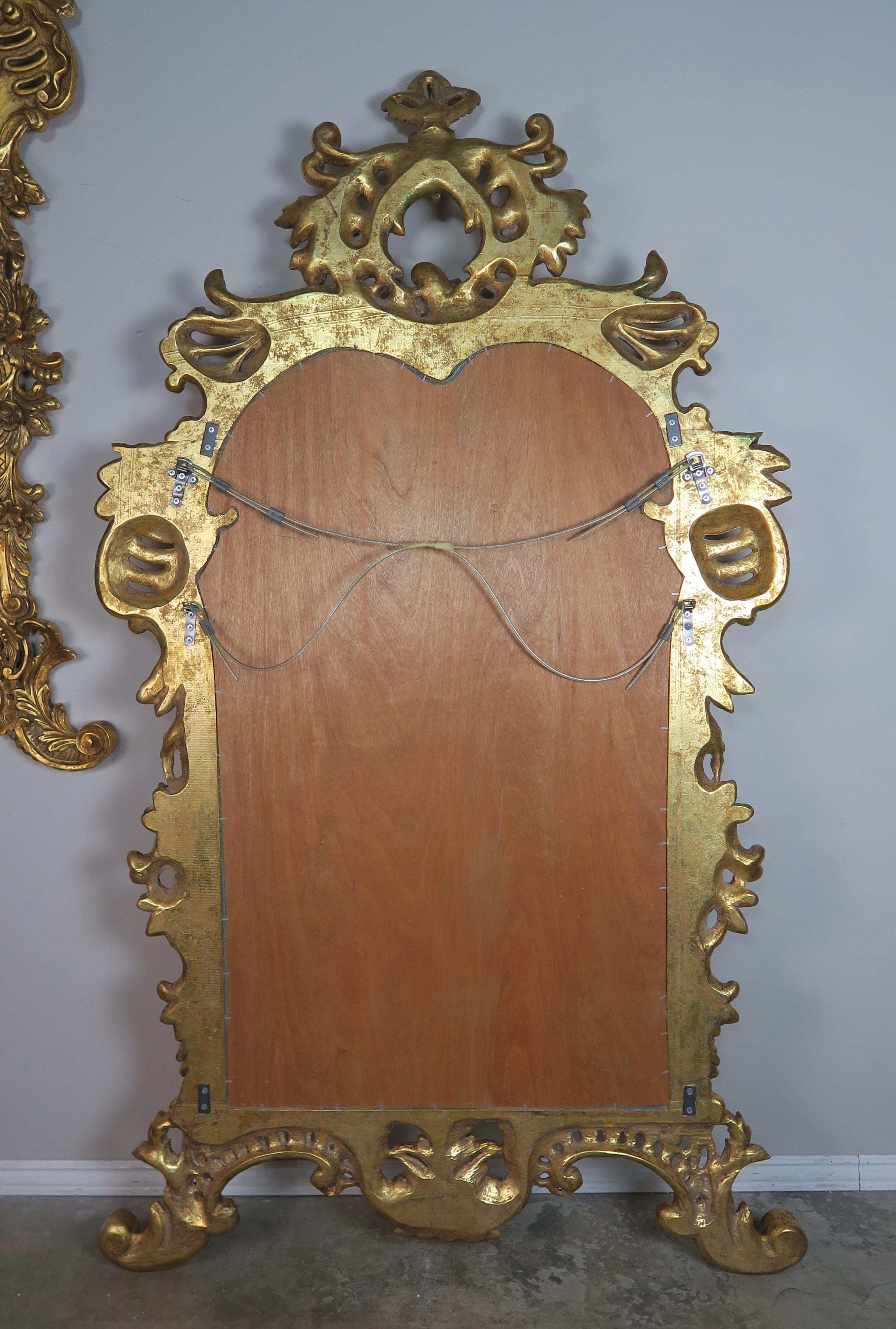 Pair of Monumental French Louis XV Style Giltwood Mirrors 6