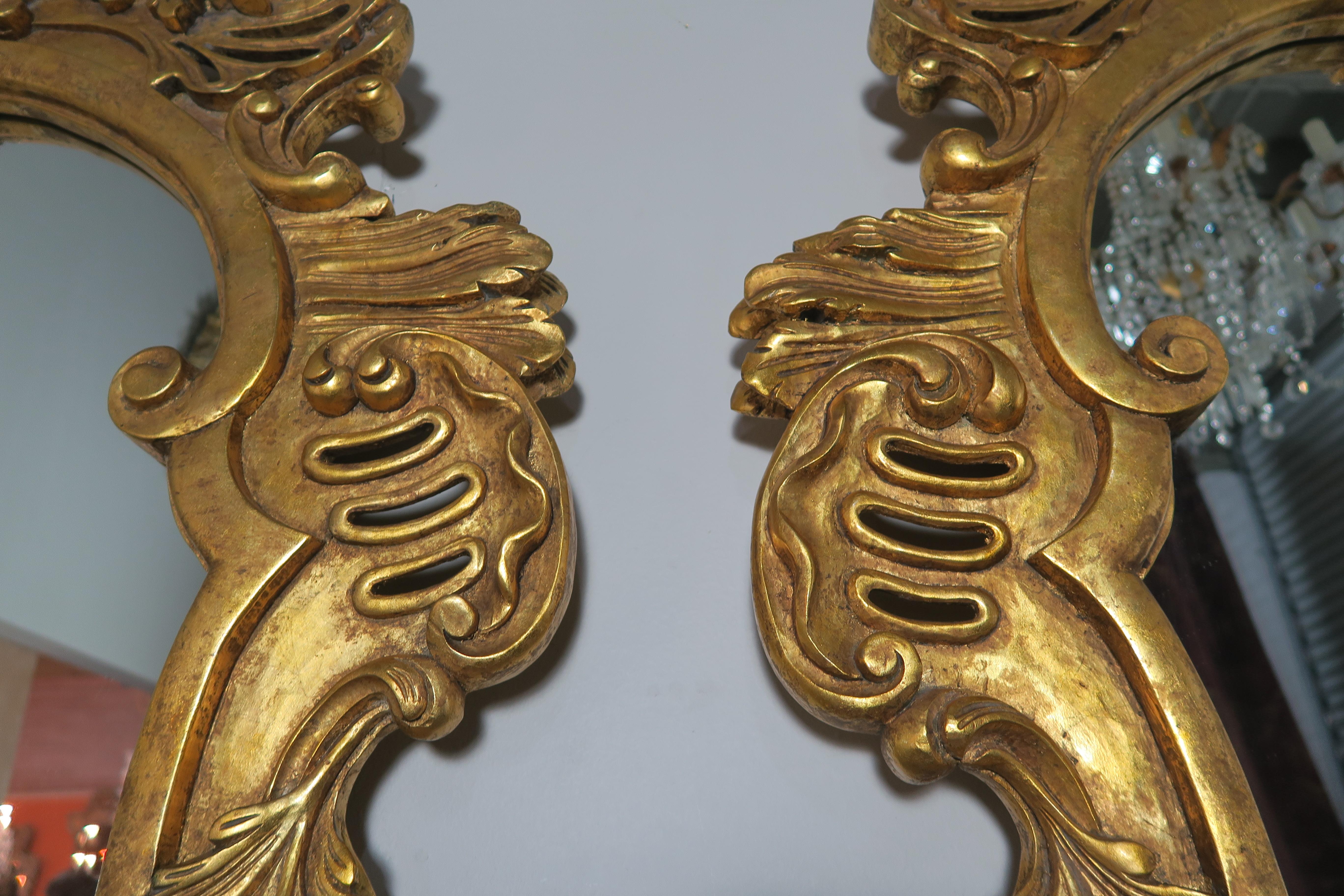 20th Century Pair of Monumental French Louis XV Style Giltwood Mirrors