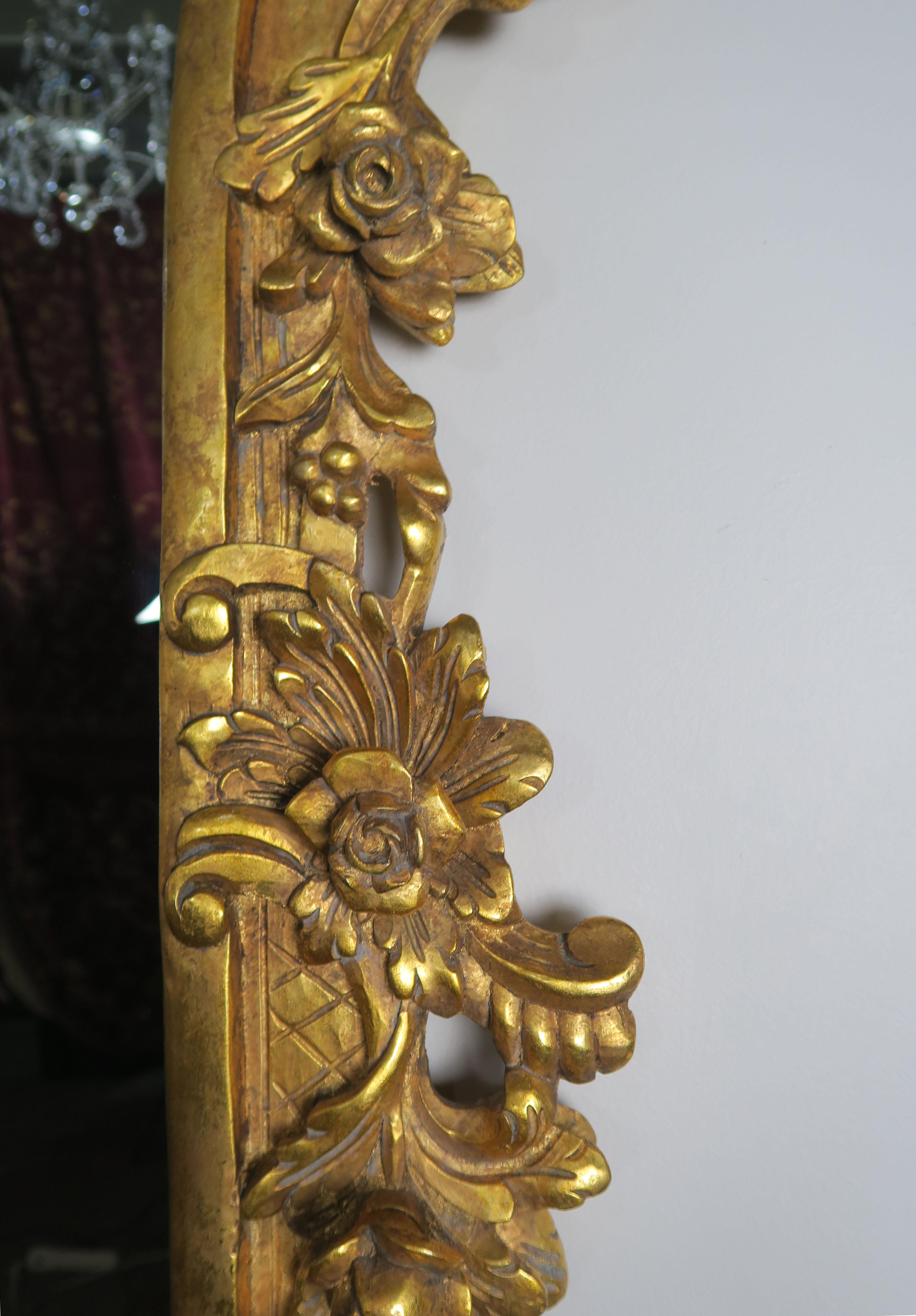 Pair of Monumental French Louis XV Style Giltwood Mirrors 3
