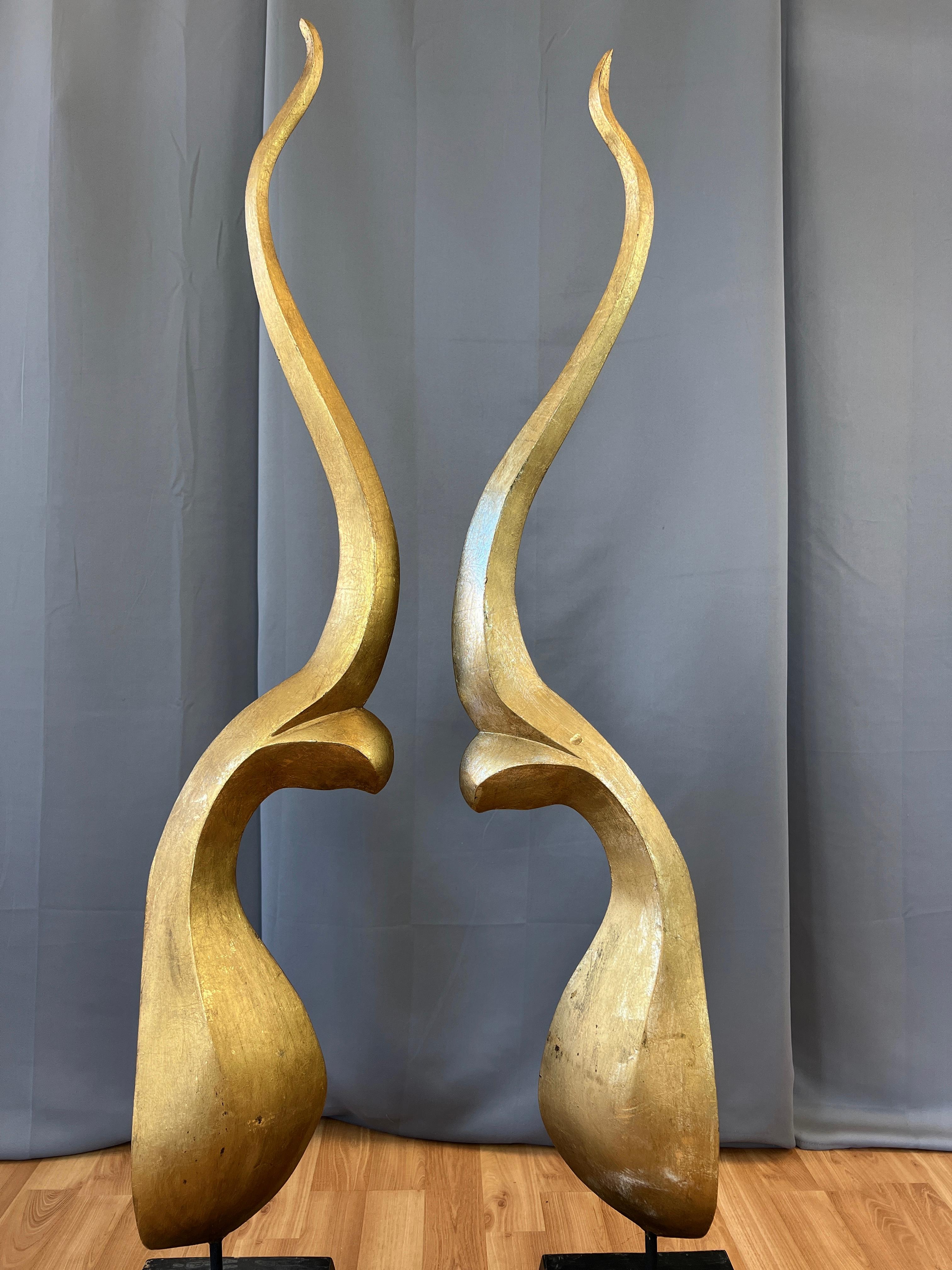 Pair of Monumental Gold Leaf Chofa Sculptures 5