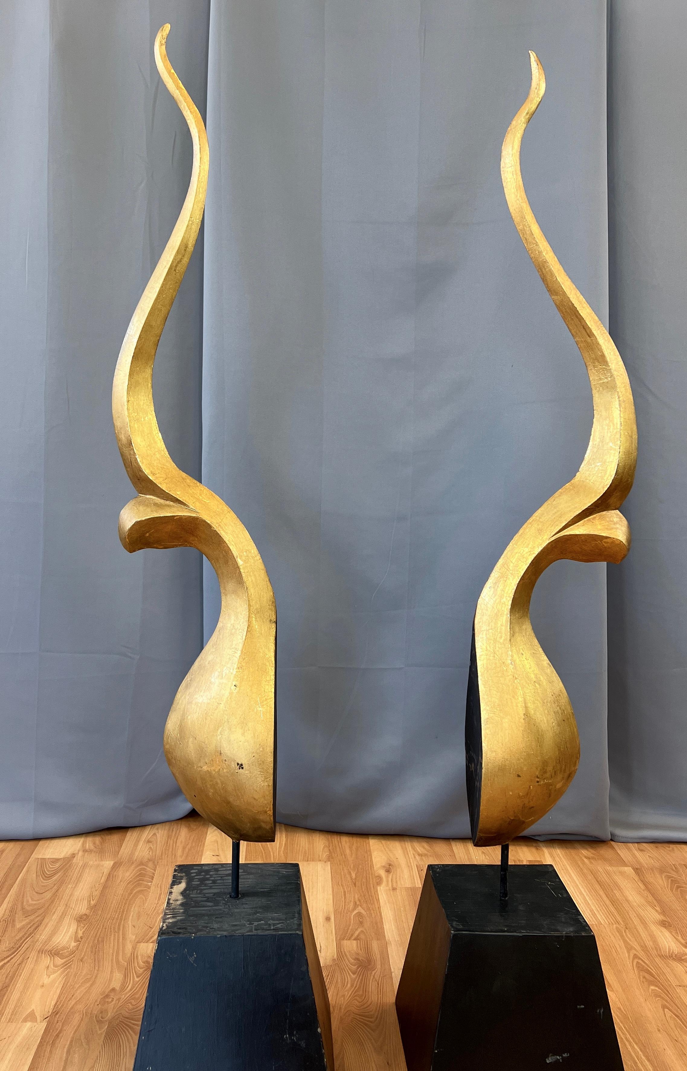 Pair of Monumental Gold Leaf Chofa Sculptures In Good Condition In San Francisco, CA