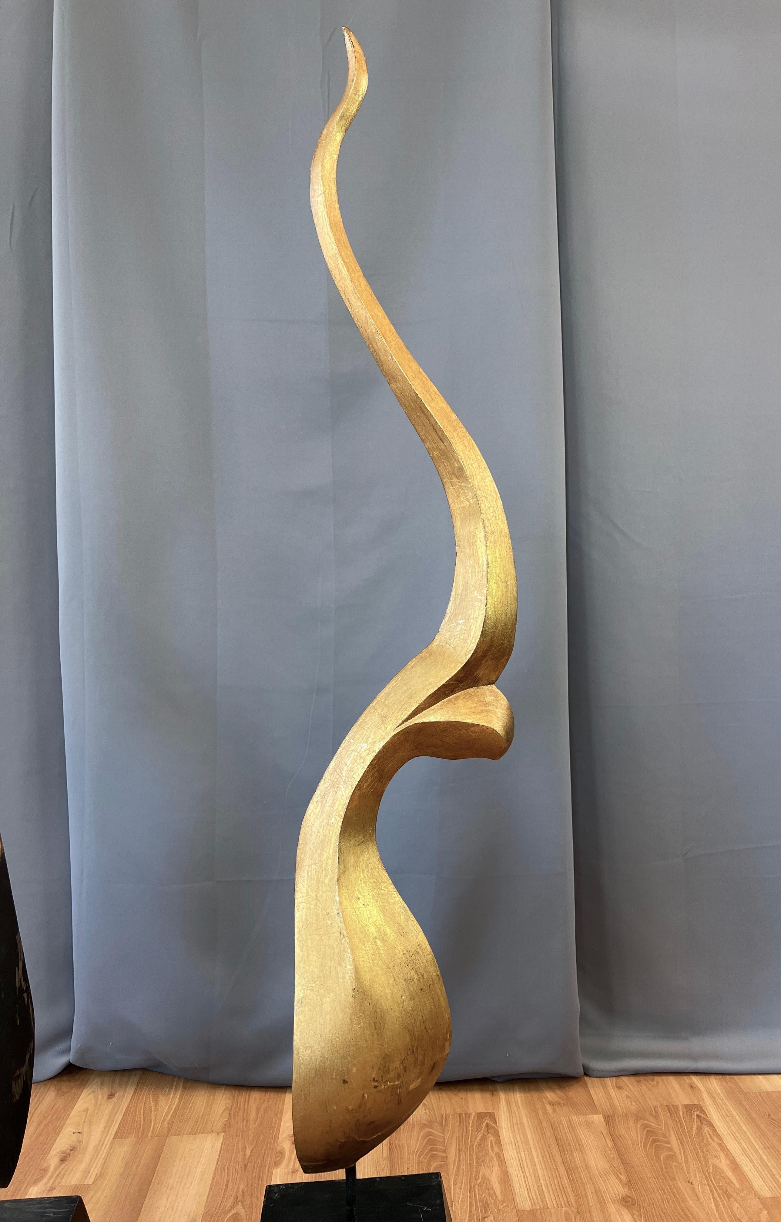 Metal Pair of Monumental Gold Leaf Chofa Sculptures