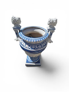 Pair of Monumental Hand-Painted Italian Garden Urns, 1950s