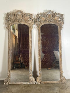 Pair of Monumental Italian Baroque Giltwood Mirrors-18th Century