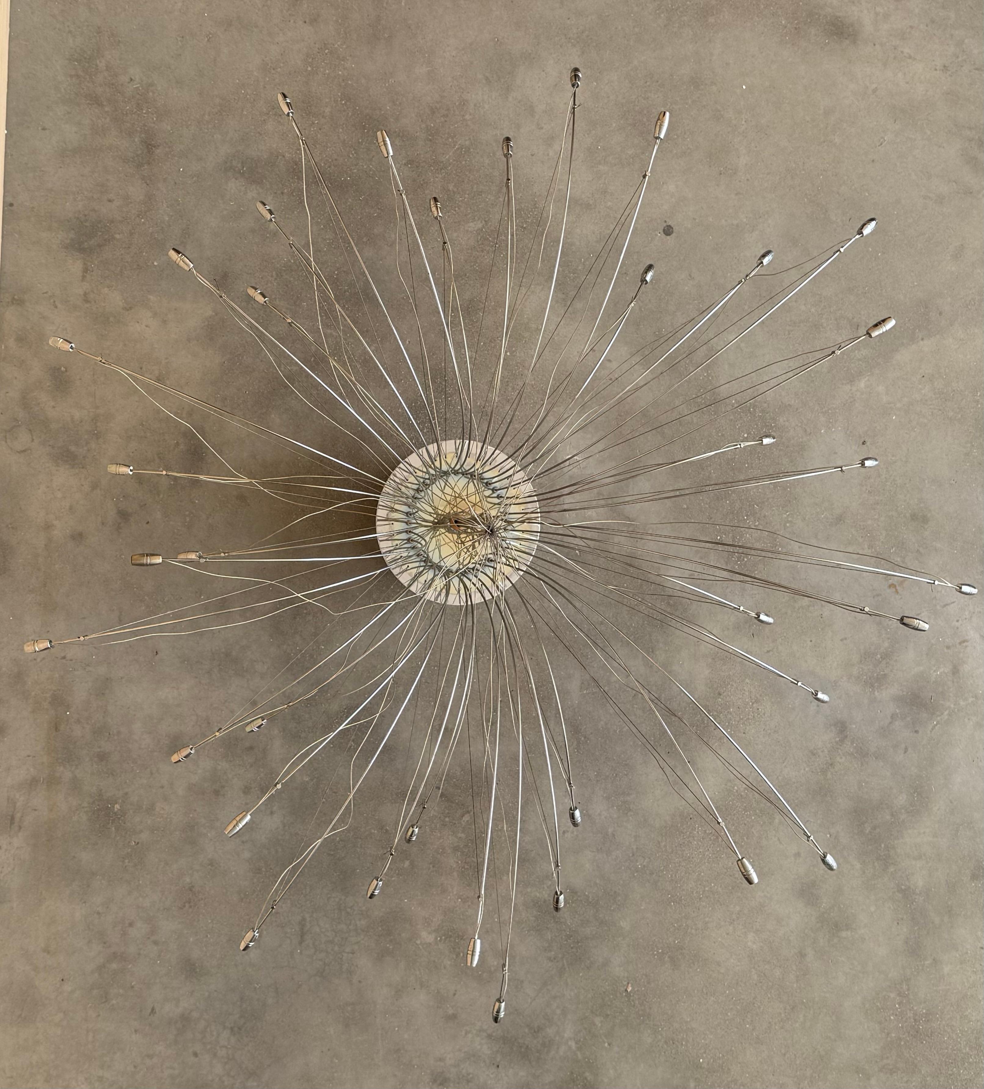 Mid-Century Modern Pair of Monumental Italian Chrome Chandelier or Ceiling Lamp By Aureliano Toso For Sale