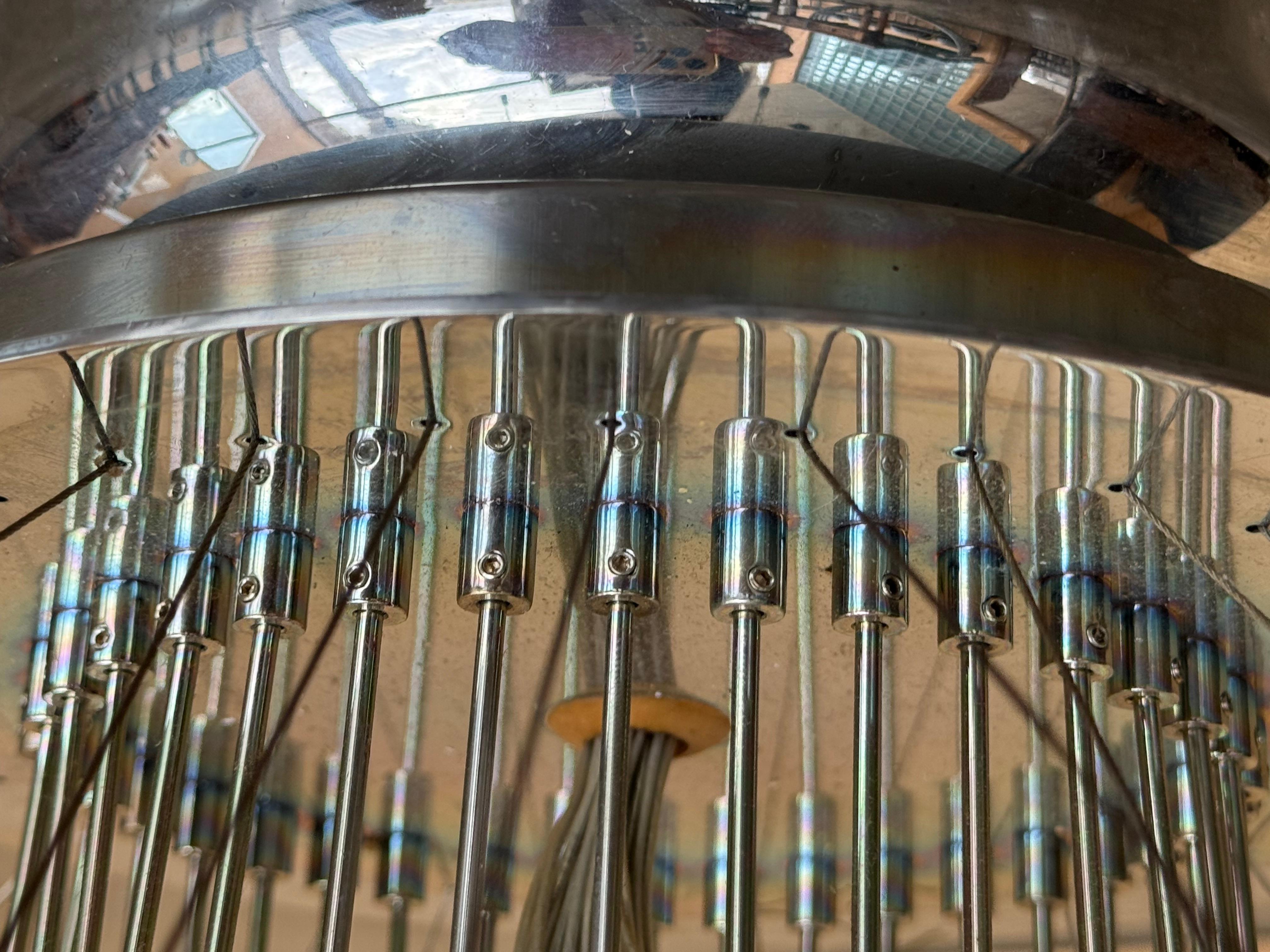 20th Century Pair of Monumental Italian Chrome Chandelier or Ceiling Lamp By Aureliano Toso For Sale