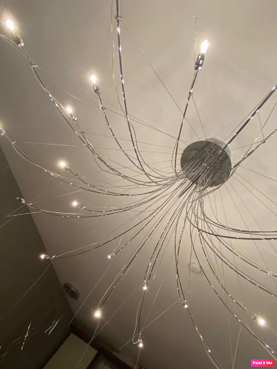 Pair of Monumental Italian Chrome Chandelier or Ceiling Lamp By Aureliano Toso For Sale 2
