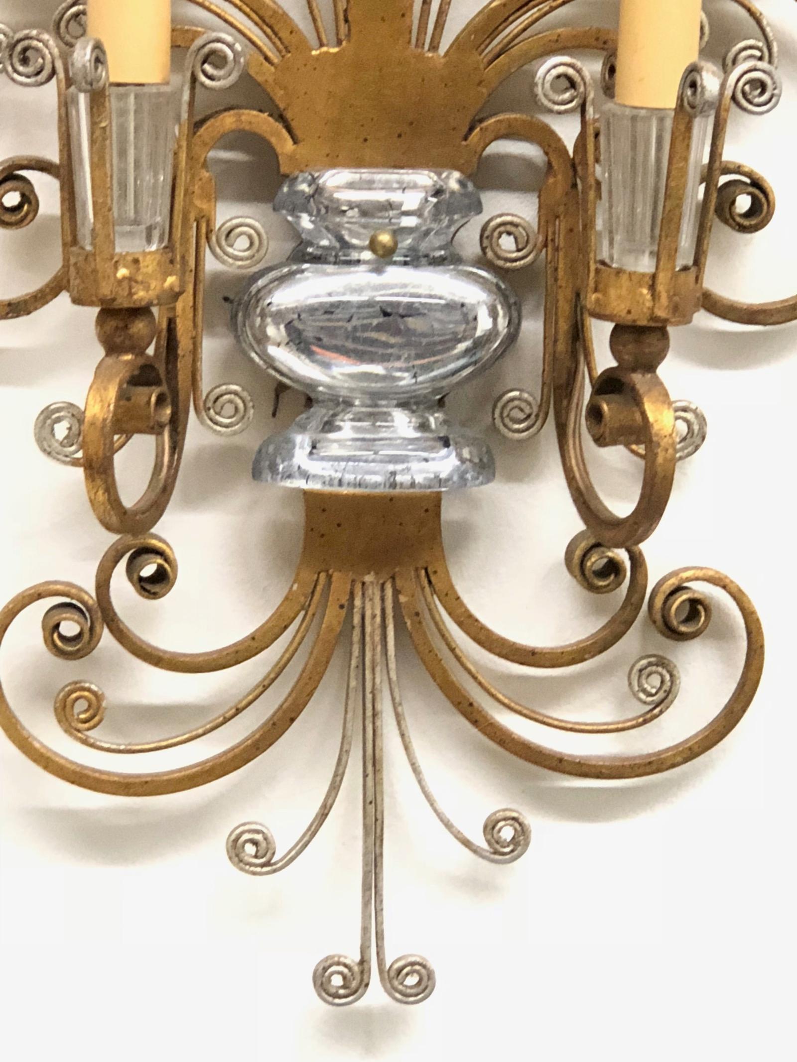 Paar monumentale italienische Kristall-Wandleuchter mit Blumenmotiv von Banci Florence (Italienisch) im Angebot