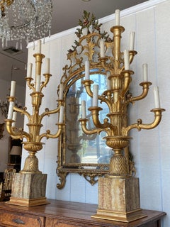 Pair of Monumental Italian Giltwood Candelabra, circa 1810