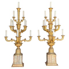 Pair of Monumental Italian Giltwood Candelabra, circa 1810