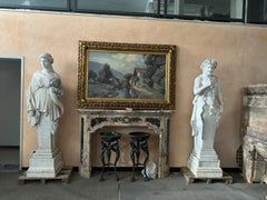 Pair of Monumental Italian greek Mythological Sculptures, Faun and Cornucopia M