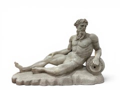 Ein Paar monumentaler italienischer Marmorskulpturen griechischer Mythologiefiguren
