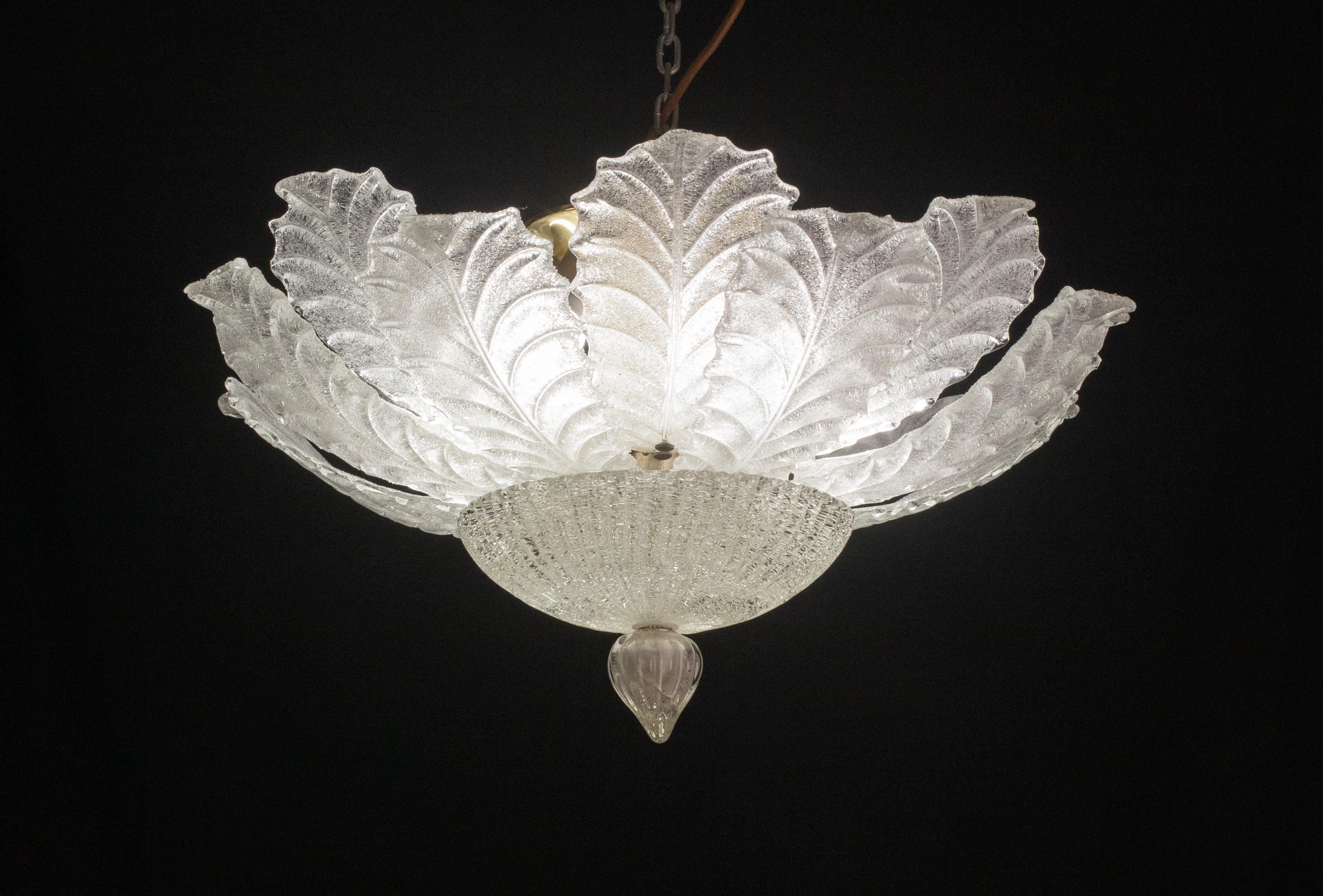 Pair of Monumental Italian Murano Glass Ceiling Light or Flush Mount, 1970s In Good Condition In Roma, IT
