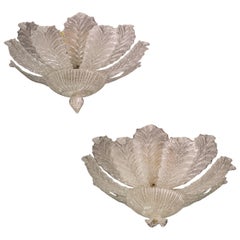 Pair of Monumental Italian Murano Glass Ceiling Light or Flush Mount, 1970s
