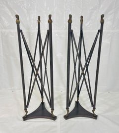 Pair of Sculptural Bronze & Steel Stands by Marcello Mioni, Italy, 1970s