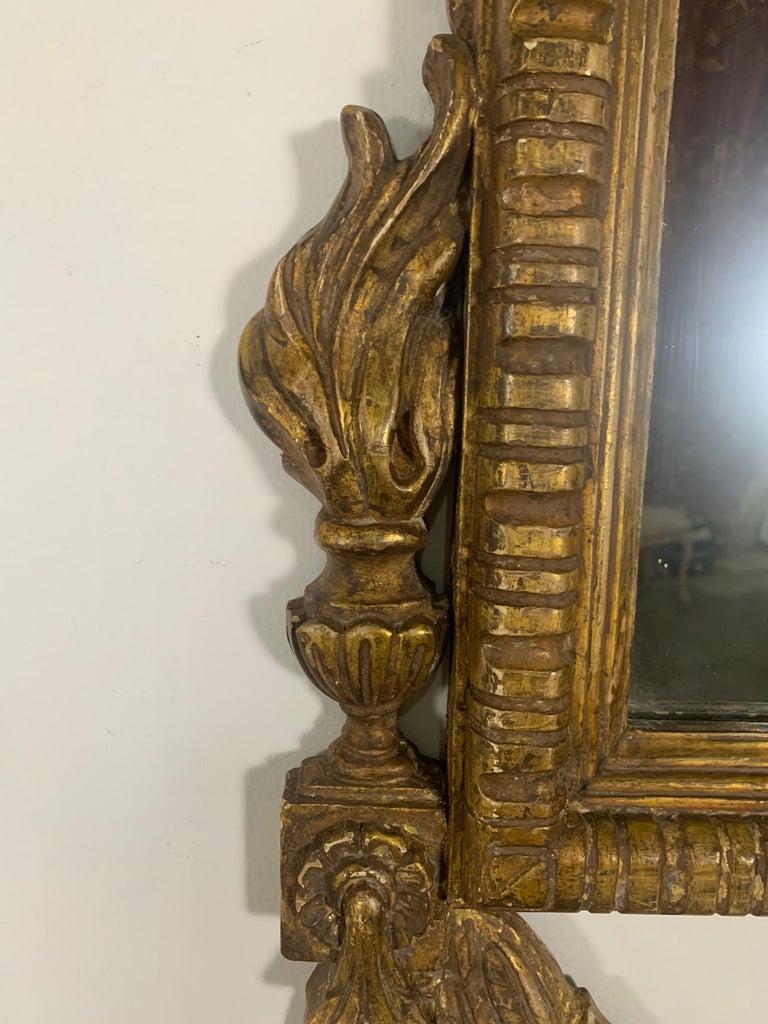 Pair of Monumental Italian Style Gilt Wood Mirrors C. 1930's For Sale 4