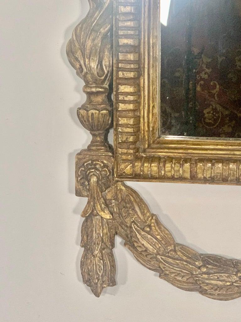 Pair of Monumental Italian Style Gilt Wood Mirrors C. 1930's For Sale 5