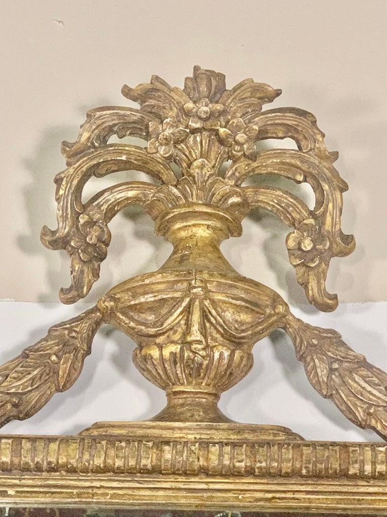 Pair of Monumental Italian Style Gilt Wood Mirrors C. 1930's In Good Condition For Sale In Los Angeles, CA