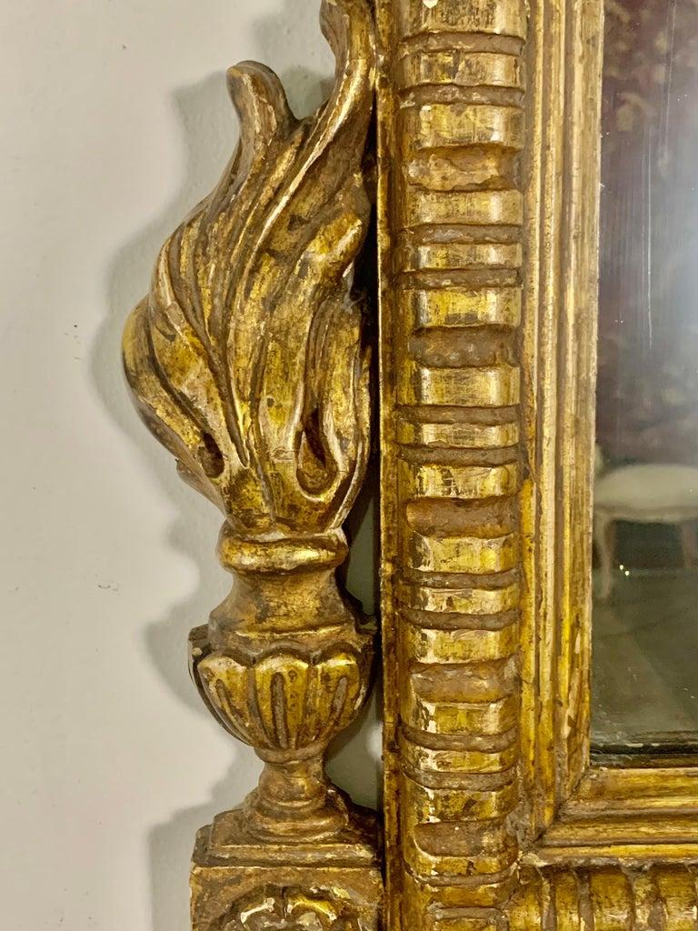 Pair of Monumental Italian Style Gilt Wood Mirrors C. 1930's For Sale 2