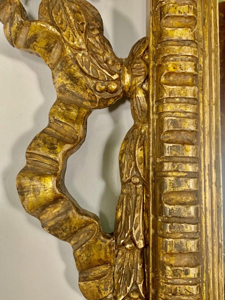 Pair of Monumental Italian Style Gilt Wood Mirrors C. 1930's For Sale 3