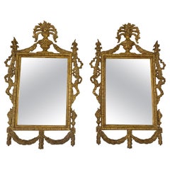 Pair of Monumental Italian Style Gilt Wood Mirrors C. 1930
s