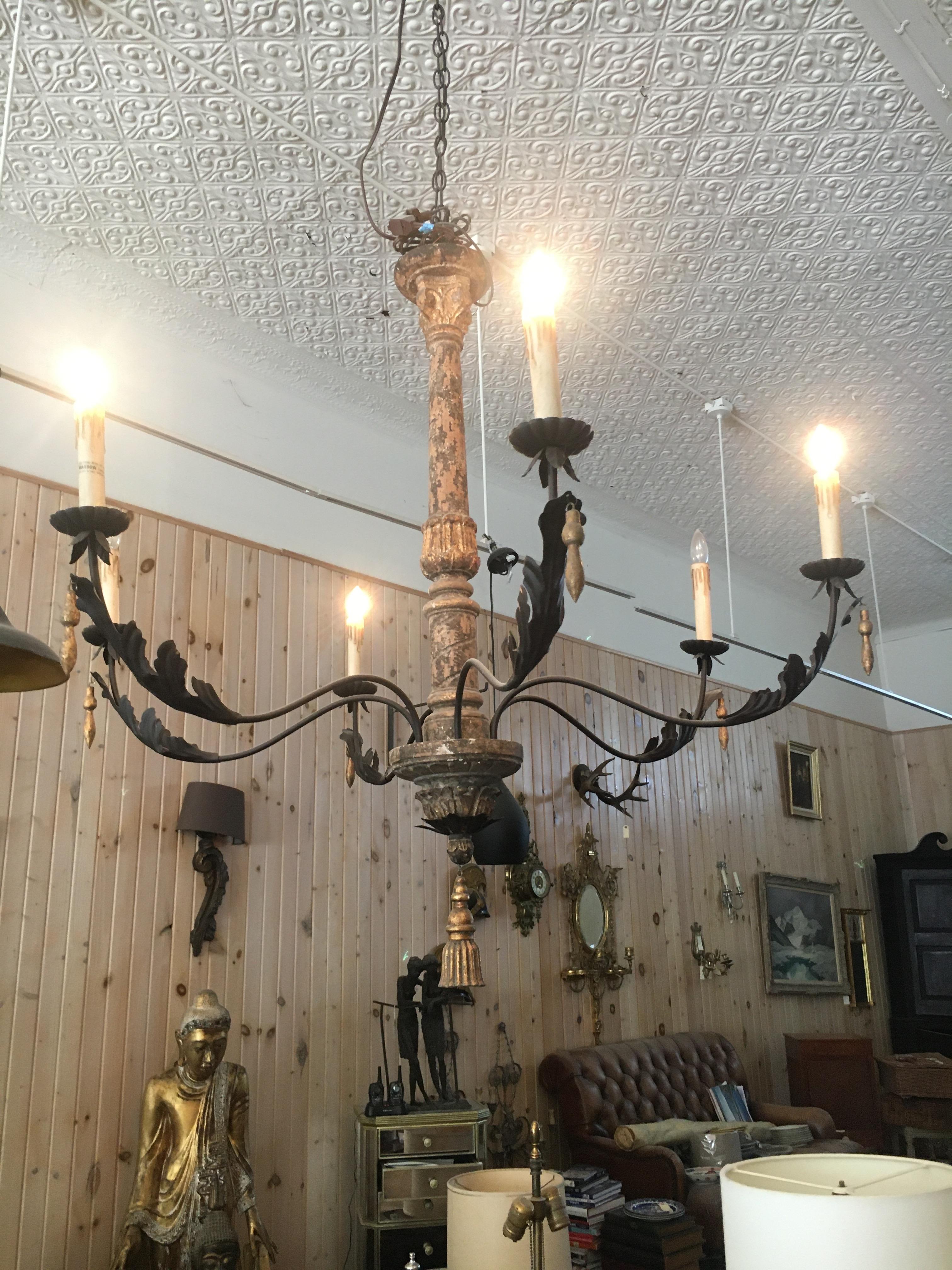 Pair of Monumental Italian Style Six-Arm Chandeliers.  Priced per chandelier. 1