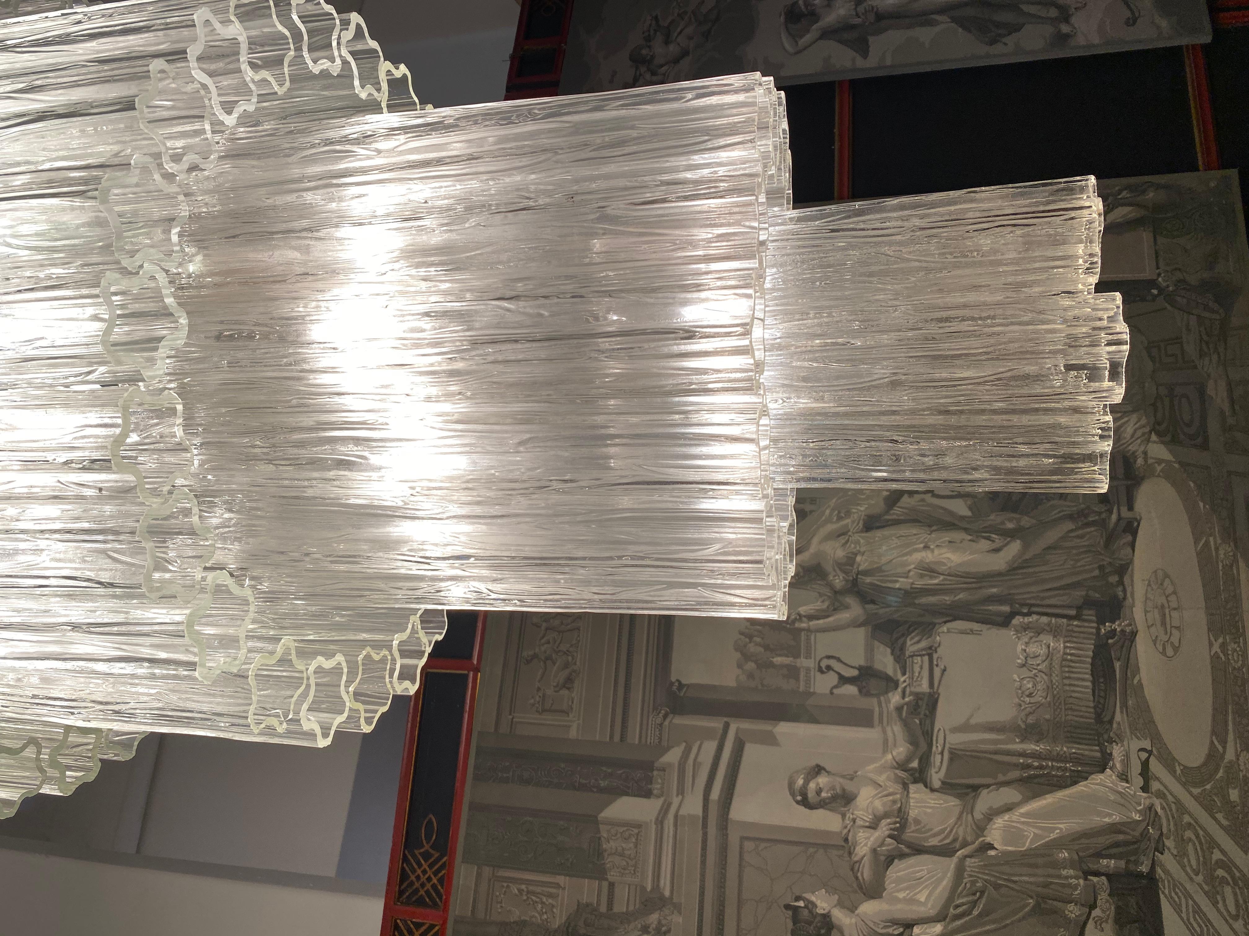 Pair of Monumental Italian Tronchi Chandeliers Murano, 1980s For Sale 14