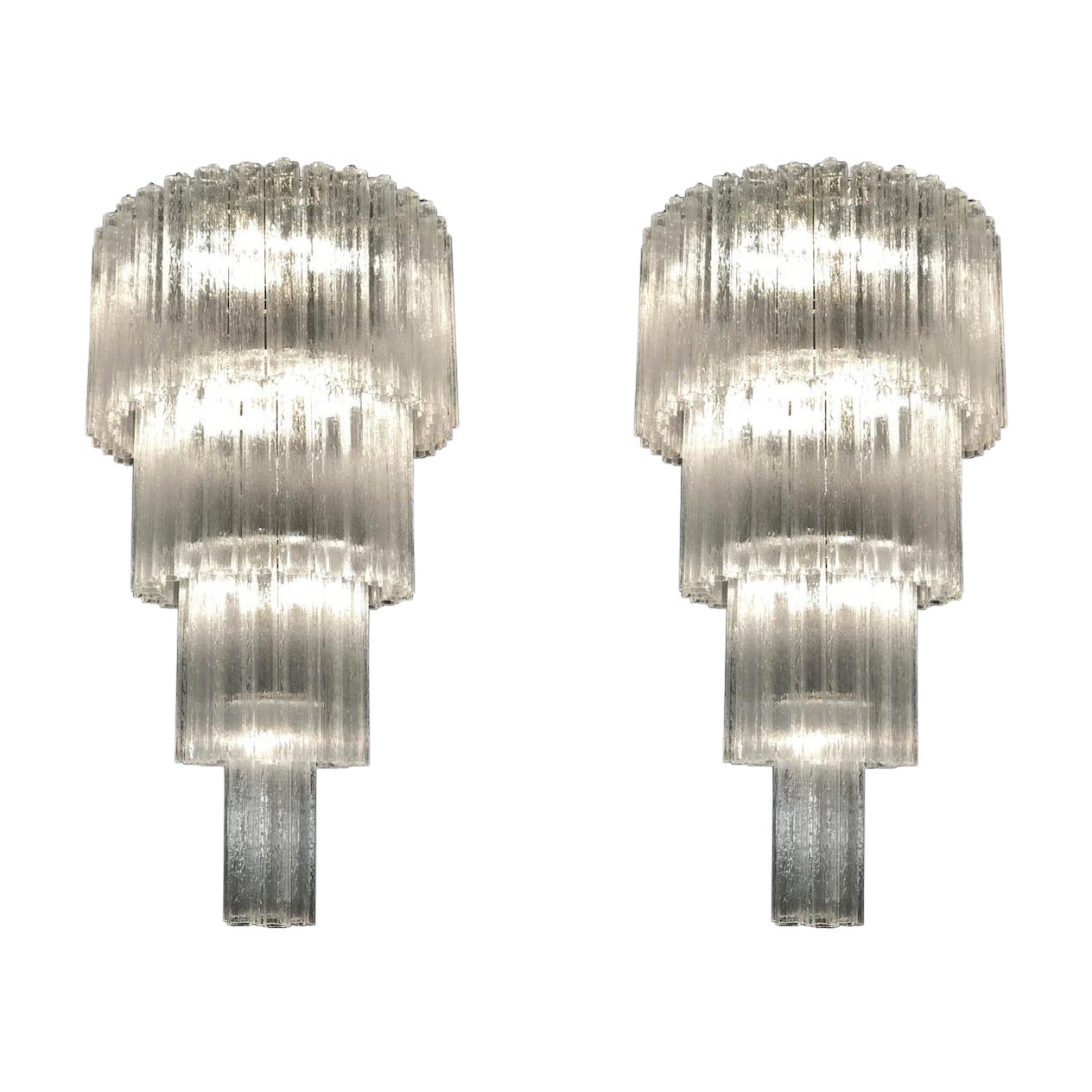 Pair of Monumental Italian Tronchi Chandeliers Murano, 1980s