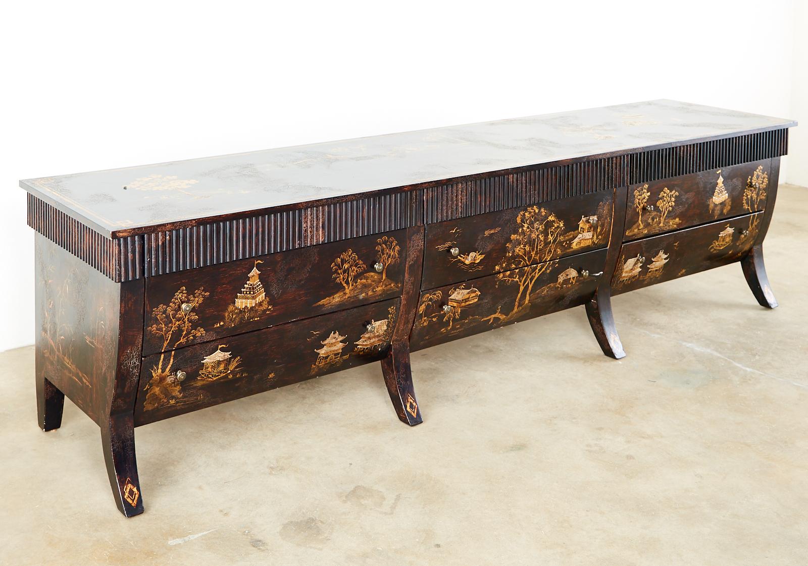 Chinoiserie Monumental Rose Tarlow Japanned Dresser or Chests of Drawers