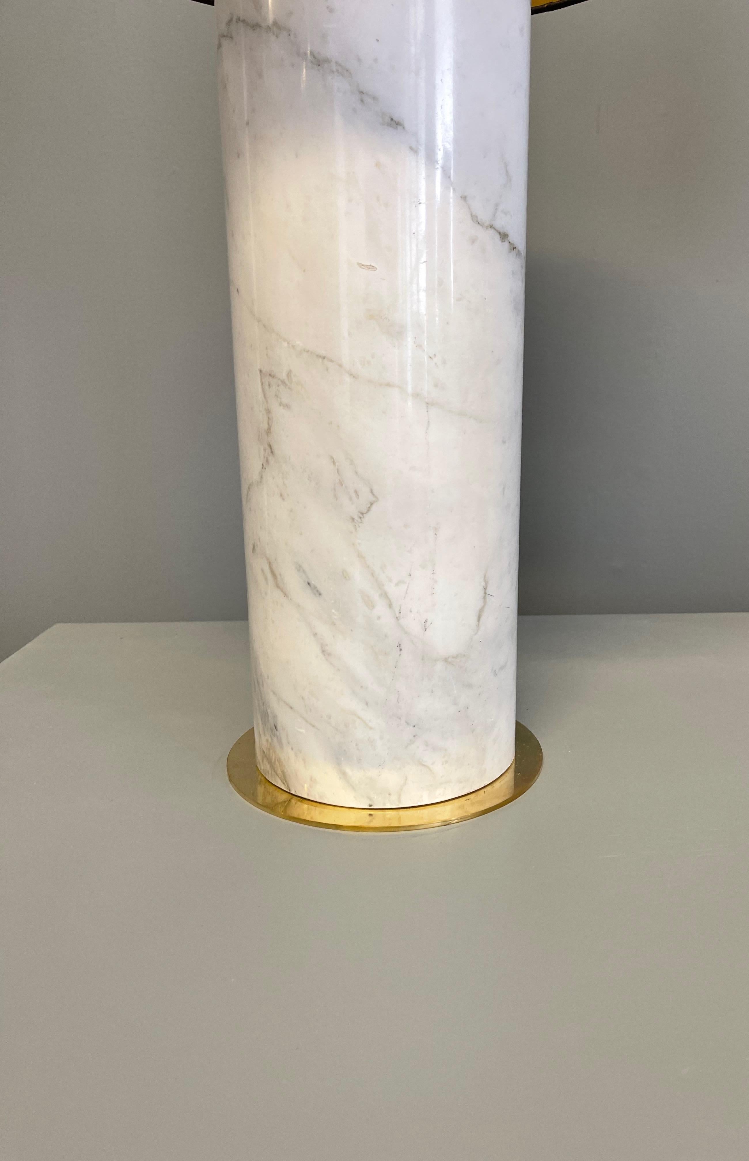 Pair of Monumental Lamps in Brass and Marble Carrara Italy, 1970-80 For Sale 5