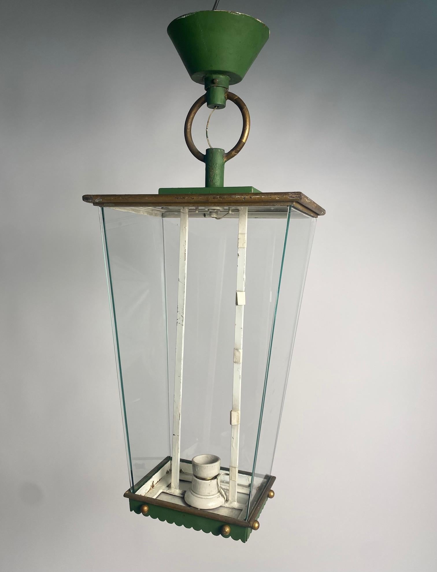 Pair of Monumental Lanterns from an Important Italian hotel. Pietro Chiesa style For Sale 1