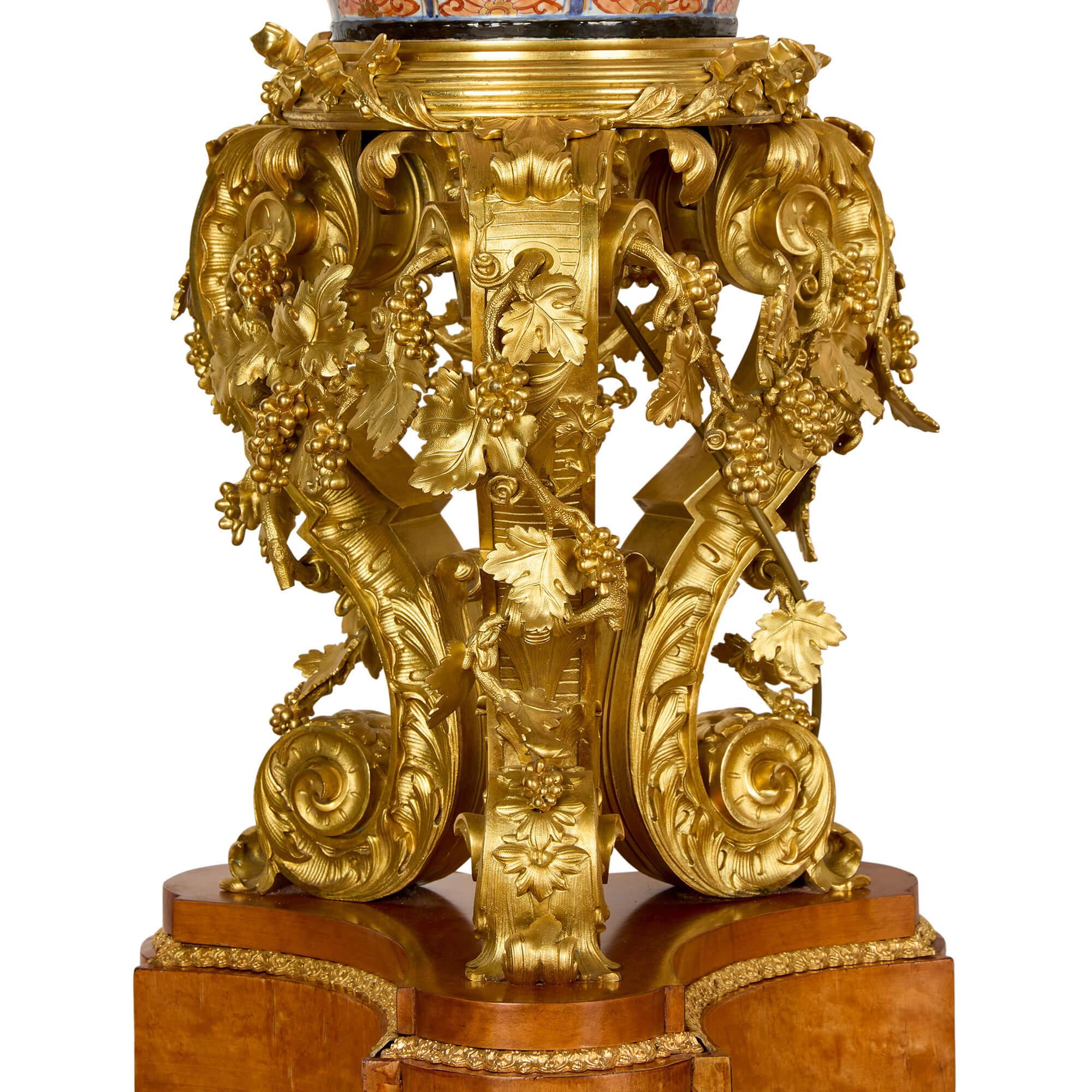 Pair of Monumental Large Japanese French Imari Porcelain Ormolu Candelabra For Sale 10