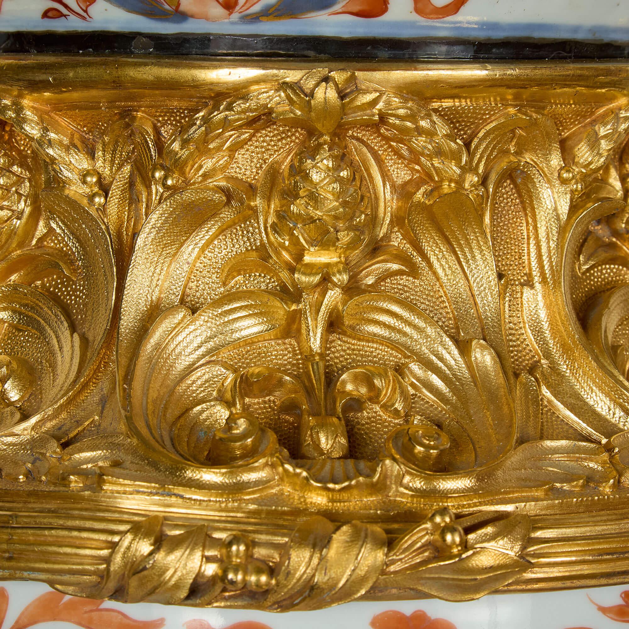Pair of Monumental Large Japanese French Imari Porcelain Ormolu Candelabra For Sale 13