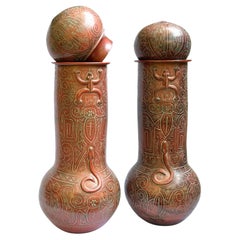 Pair of Monumental Marajoara Urns, Brazil, 1970s