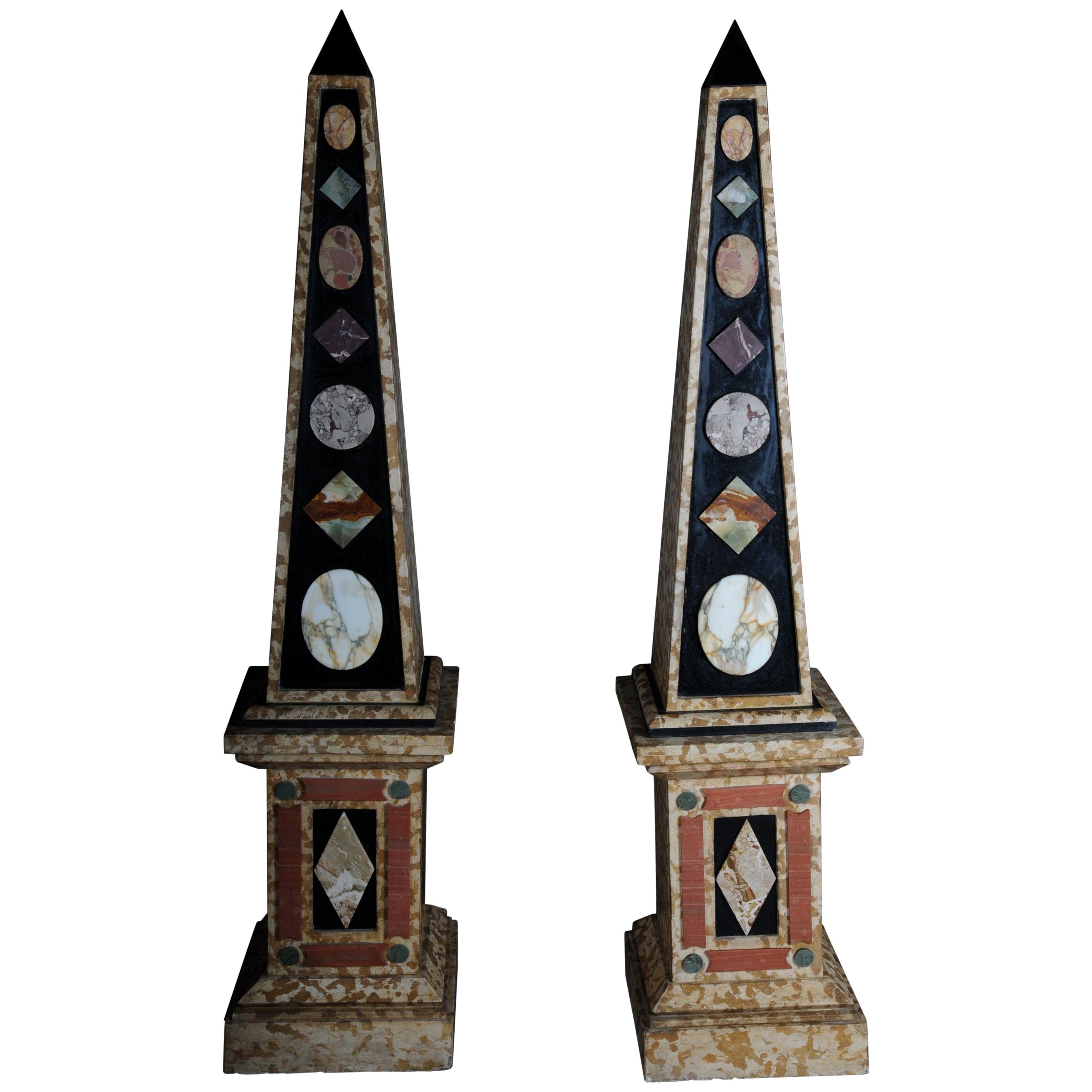 Monumentale Obelisken aus Marmor, weiß #2, Paar