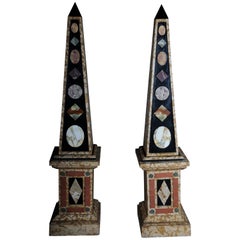 Vintage Pair of Monumental Marble Obelisks, White #2