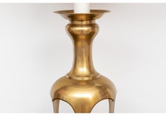 Pair Of Monumental Mid Century Brass Lamps In The Style Of James Mont