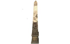 Pair of Monumental Mid-Century Modern Marble Veneered Obelisks