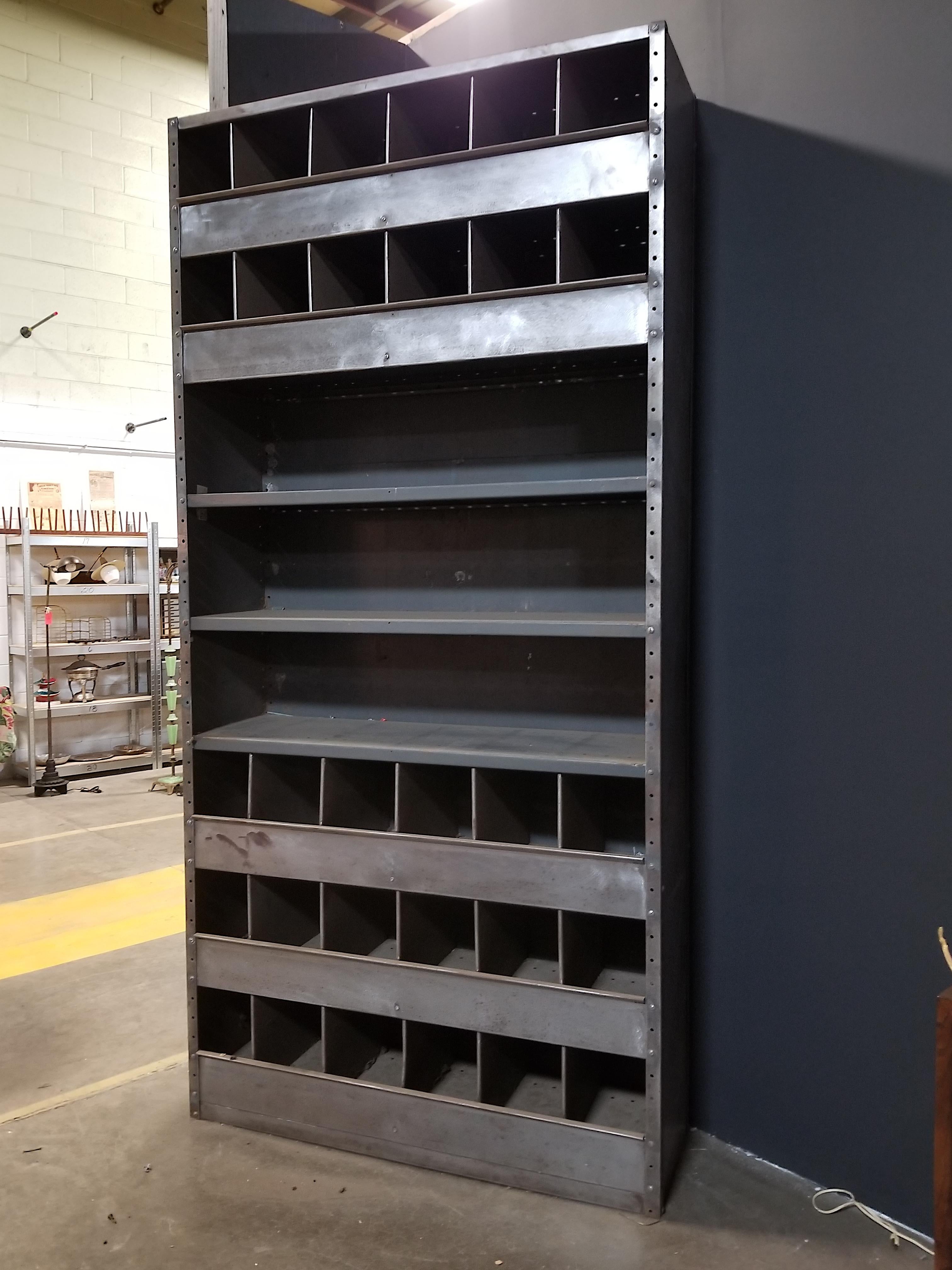 Pair of Monumental Midcentury Industrial Shelving Units In Good Condition In New York, NY