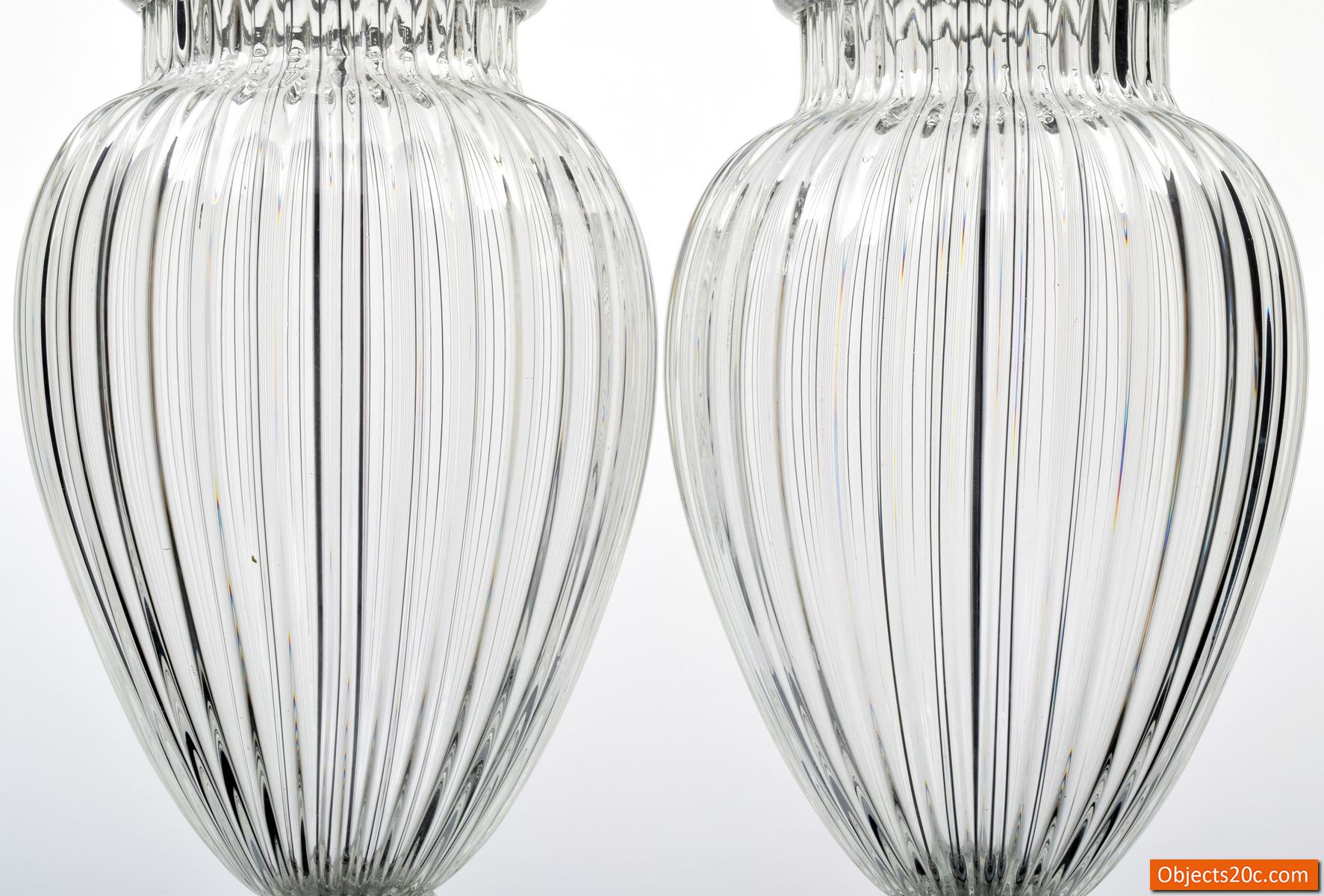 Modern Pair of Monumental Murano Lamps, Manner of Barovier & Toso For Sale