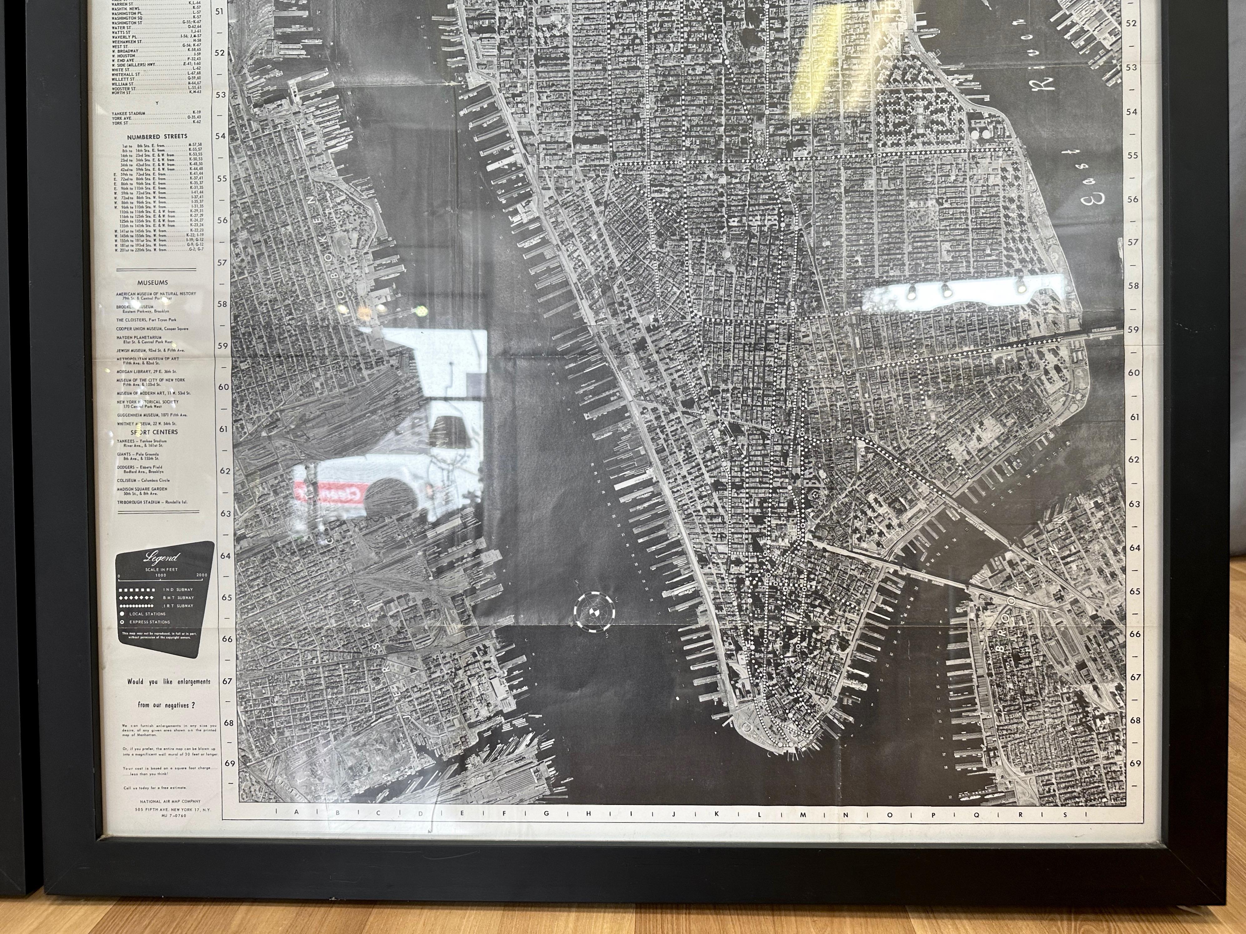 Paire de cartes aériennes monumentales de la National Air Map Company Manhattan, 1955 en vente 4