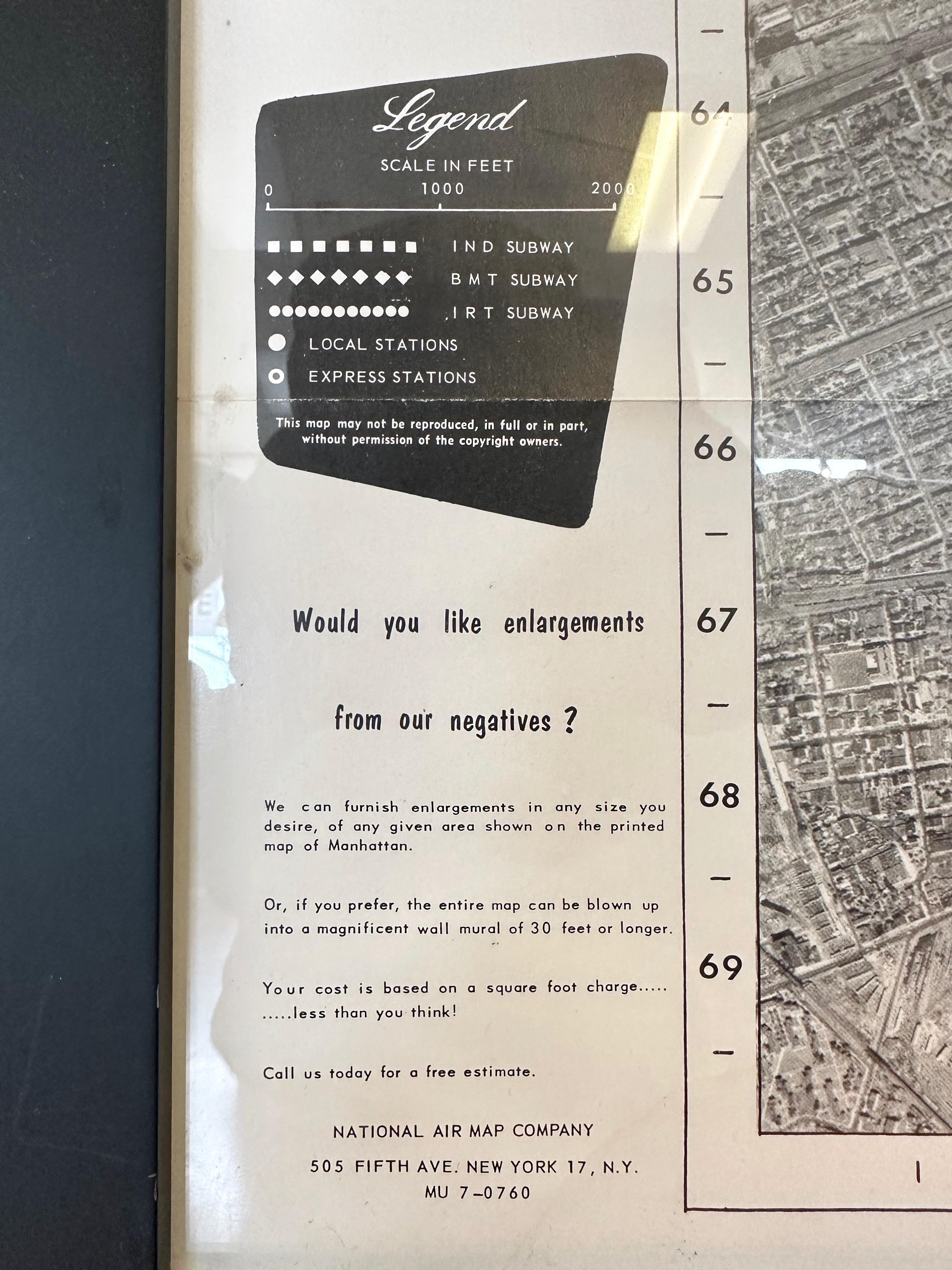 Pair of Monumental National Air Map Company Manhattan Aerial Photo Maps, 1955 For Sale 9