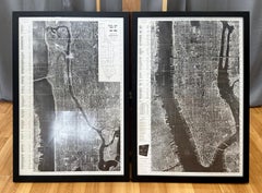 Pair of Monumental National Air Map Company Manhattan Aerial Photo Maps, 1955