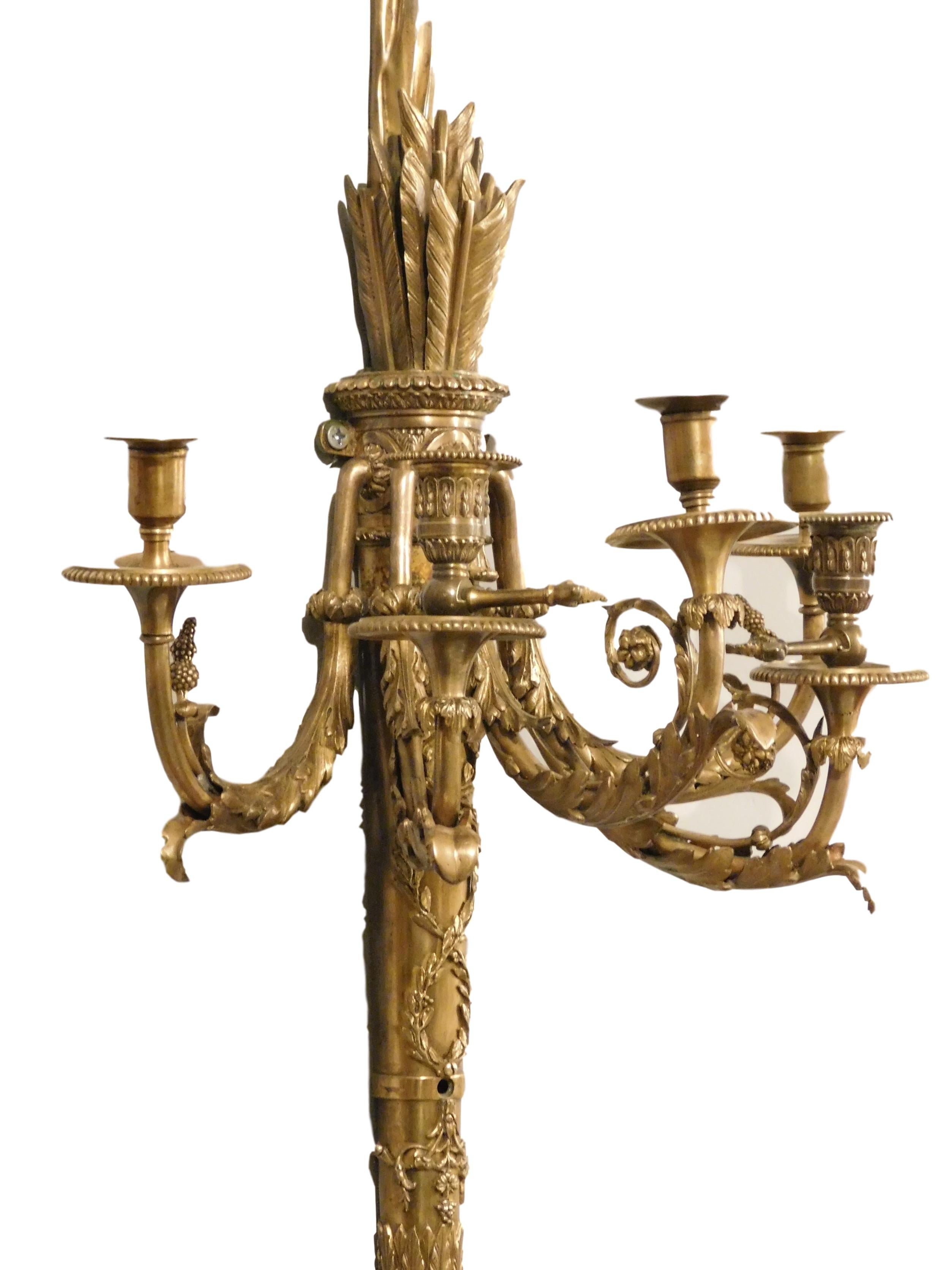 French Monumental Pair of Neoclassical Style Bronze Candelabras, France, 1880 For Sale