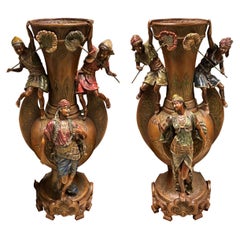Pair of Monumental Orientalist Figural Vases