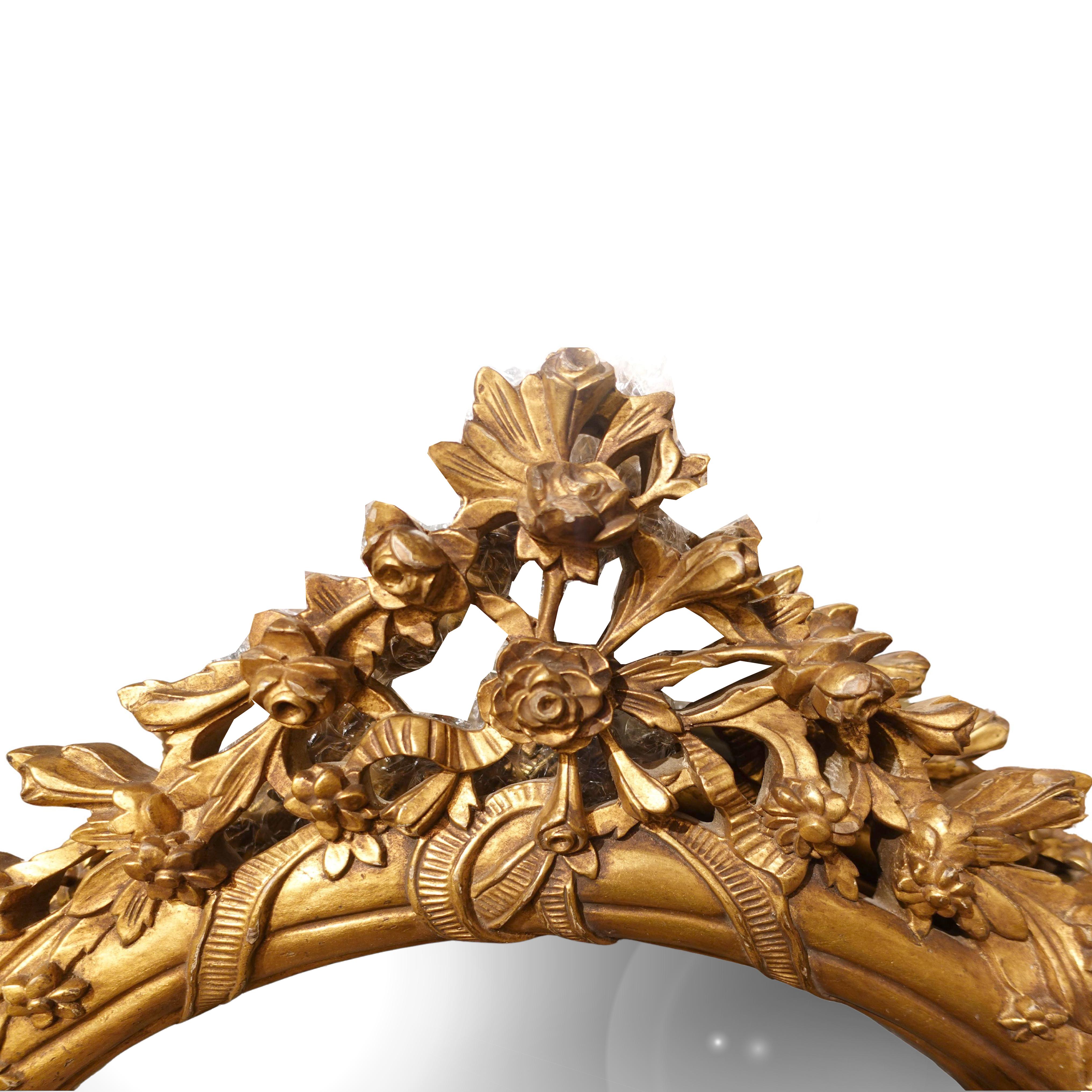 Sculpté à la main Pair of Monumental Oval Louis XV Style Mirrors en vente